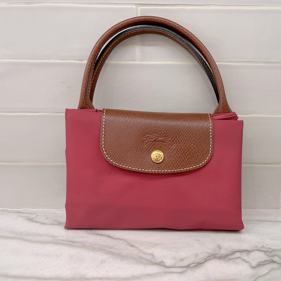 LONGCHAMP Mini Le Pliage Handbag in Fig Nylon/Leather NWT